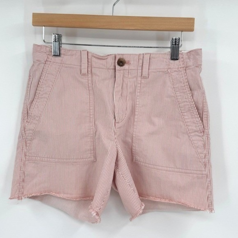 GAP‎ Pink/White Pinstripe Mid-Rise Girlfriend Chino Shorts Women's 2